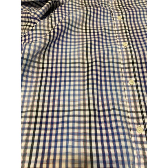 Banana Republic Mens Button Down Long Sleeve Shirt 17.5 Slim Fit Blue Plaid - Picture 4 of 8